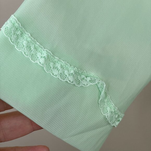 Vintage Womens Robe Housecoat Button Up Size M Lace Trim Chiffon Rockabilly - Picture 8 of 14